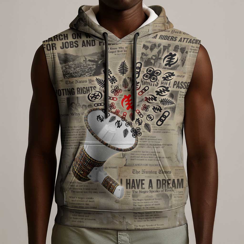 Louder Than Silence African Sleeveless Hoodie Civil Rights News Megaphone