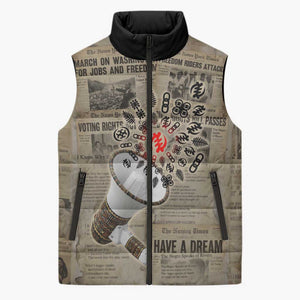 Louder Than Silence African Sleeveless Puffer Jacket Civil Rights News Megaphone