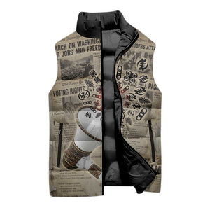 Louder Than Silence African Sleeveless Puffer Jacket Civil Rights News Megaphone