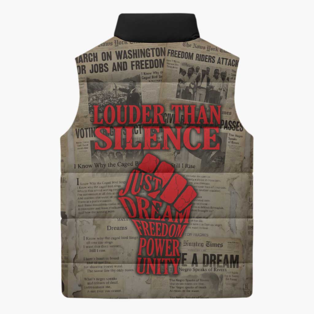 Louder Than Silence African Sleeveless Puffer Jacket Civil Rights News Megaphone