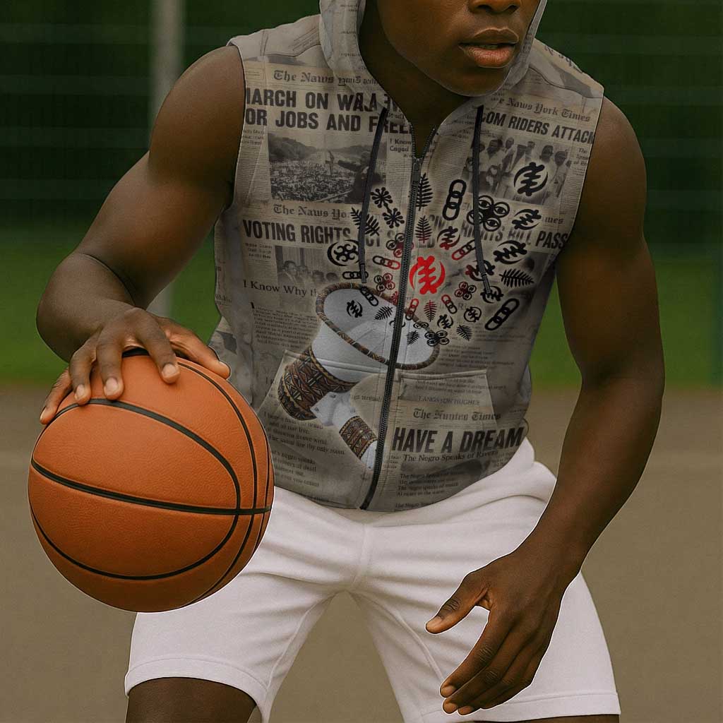 Louder Than Silence African Sleeveless Zip Hoodie Civil Rights News Megaphone