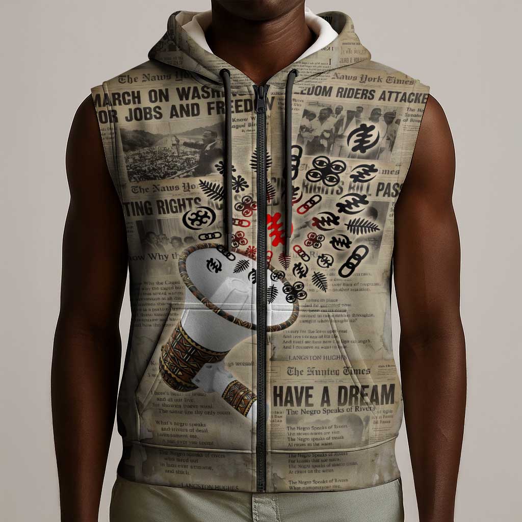 Louder Than Silence African Sleeveless Zip Hoodie Civil Rights News Megaphone