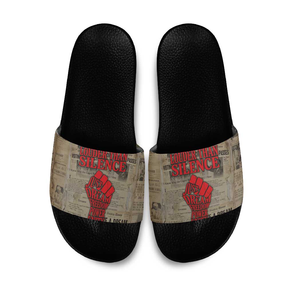 Louder Than Silence African Slide Sandals Civil Rights News Megaphone