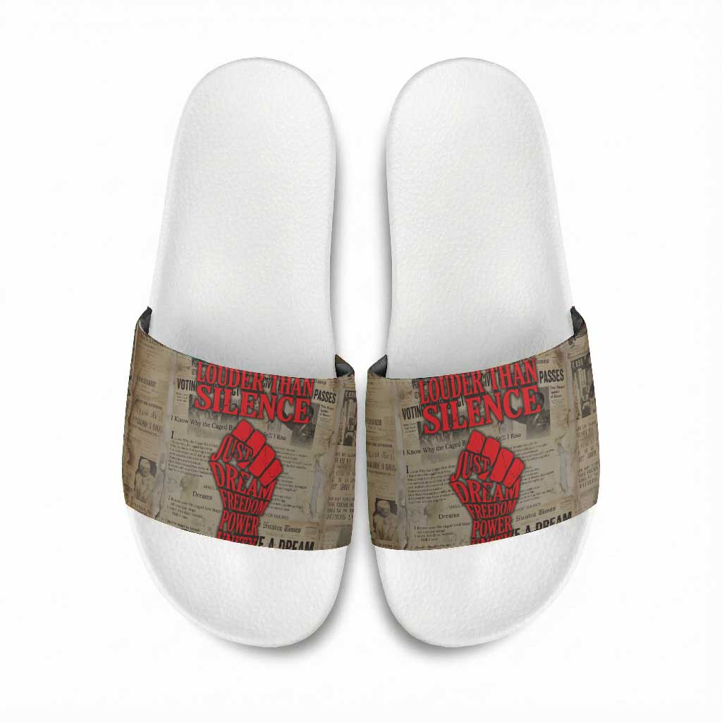 Louder Than Silence African Slide Sandals Civil Rights News Megaphone