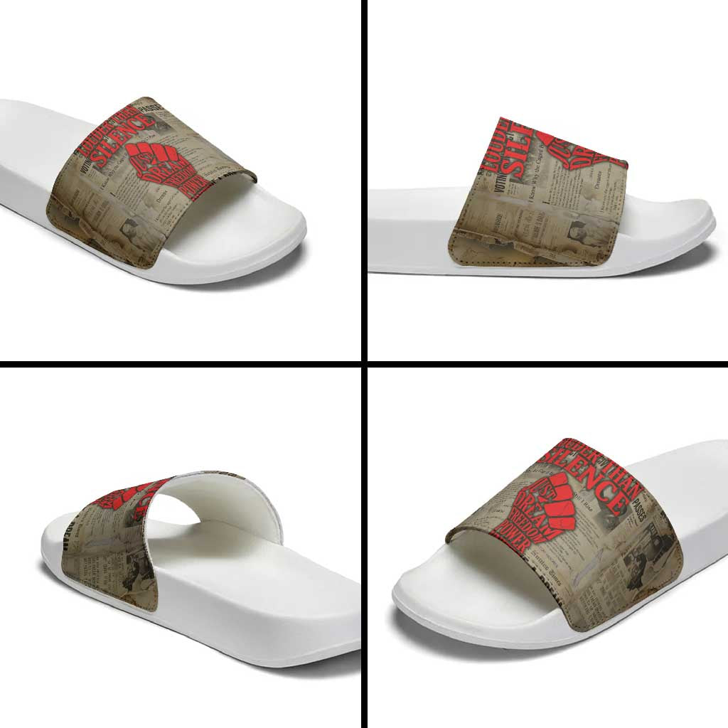 Louder Than Silence African Slide Sandals Civil Rights News Megaphone