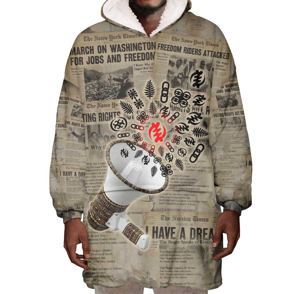 Louder Than Silence African Wearable Blanket Hoodie Civil Rights News Megaphone