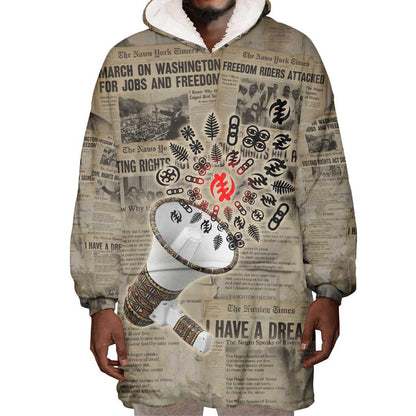 Louder Than Silence African Wearable Blanket Hoodie Civil Rights News Megaphone