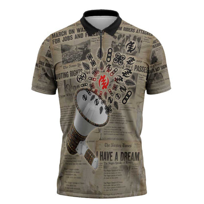 Louder Than Silence African Zipper Polo Shirt Civil Rights News Megaphone