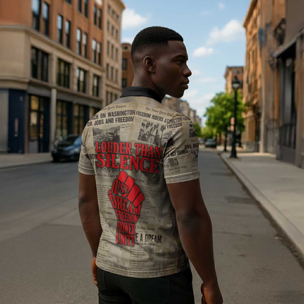 Louder Than Silence African Zipper Polo Shirt Civil Rights News Megaphone