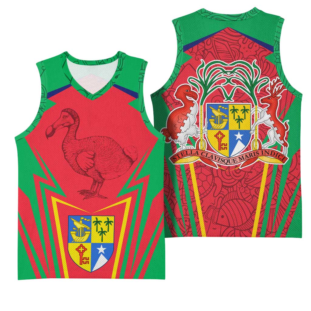 Mauritius Dodo Basketball Jersey Flag Coat of Arms Traditional Patterns TS04