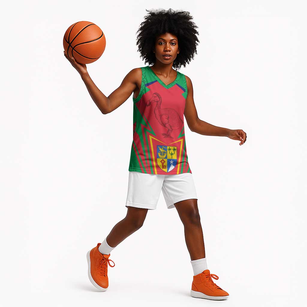 Mauritius Dodo Basketball Jersey Flag Coat of Arms Traditional Patterns TS04
