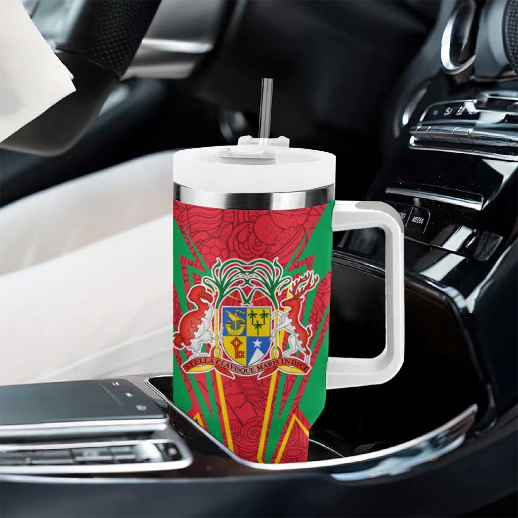 Mauritius Dodo Tumbler With Handle Flag Coat of Arms Traditional Patterns