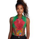 Mauritius Dodo Women Sleeveless Polo Shirt Flag Coat of Arms Traditional Patterns