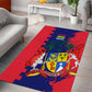 Afro Mauritius Area Rug Map Design with Flag Coat of Arms