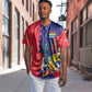 Afro Mauritius Baseball Jersey Map Design with Flag Coat of Arms