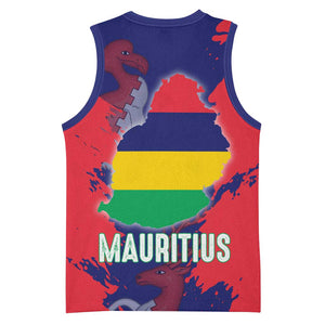 Afro Mauritius Basketball Jersey Map Design with Flag Coat of Arms TS04