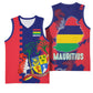 Afro Mauritius Basketball Jersey Map Design with Flag Coat of Arms TS04