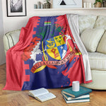 Afro Mauritius Blanket Map Design with Flag Coat of Arms