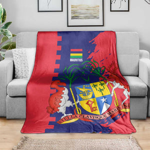 Afro Mauritius Blanket Map Design with Flag Coat of Arms