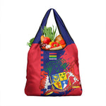 Afro Mauritius Grocery Bag Map Design with Flag Coat of Arms