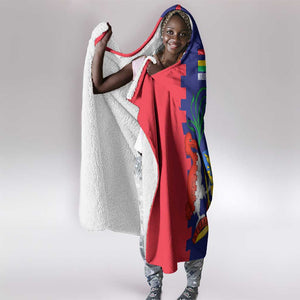 Afro Mauritius Hooded Blanket Map Design with Flag Coat of Arms