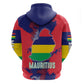 Afro Mauritius Hoodie Map Design with Flag Coat of Arms