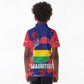 Afro Mauritius Kid Polo Shirt Map Design with Flag Coat of Arms