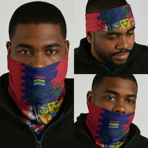 Afro Mauritius Neck Gaiter Map Design Flag Coat of Arms TS04