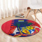 Afro Mauritius Round Carpet Map Design with Flag Coat of Arms