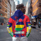 Afro Mauritius Zip Hoodie Map Design with Flag Coat of Arms
