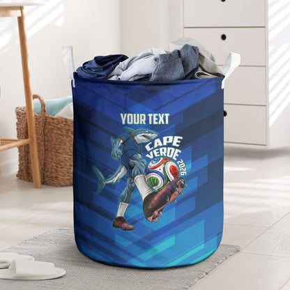 Personalized Cape Verde Football Laundry Basket Blue Shark Mascot Cabo Verdean - Gradient Art