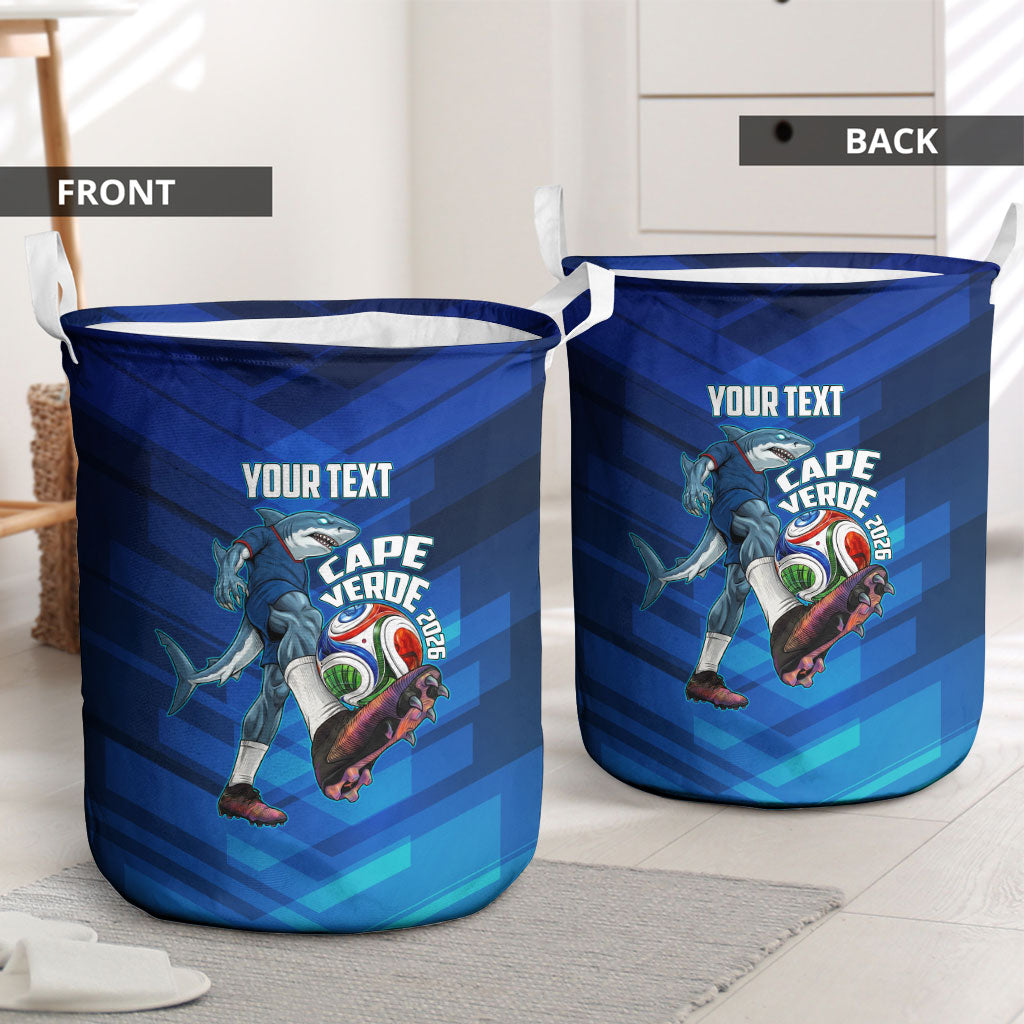 Personalized Cape Verde Football Laundry Basket Blue Shark Mascot Cabo Verdean - Gradient Art