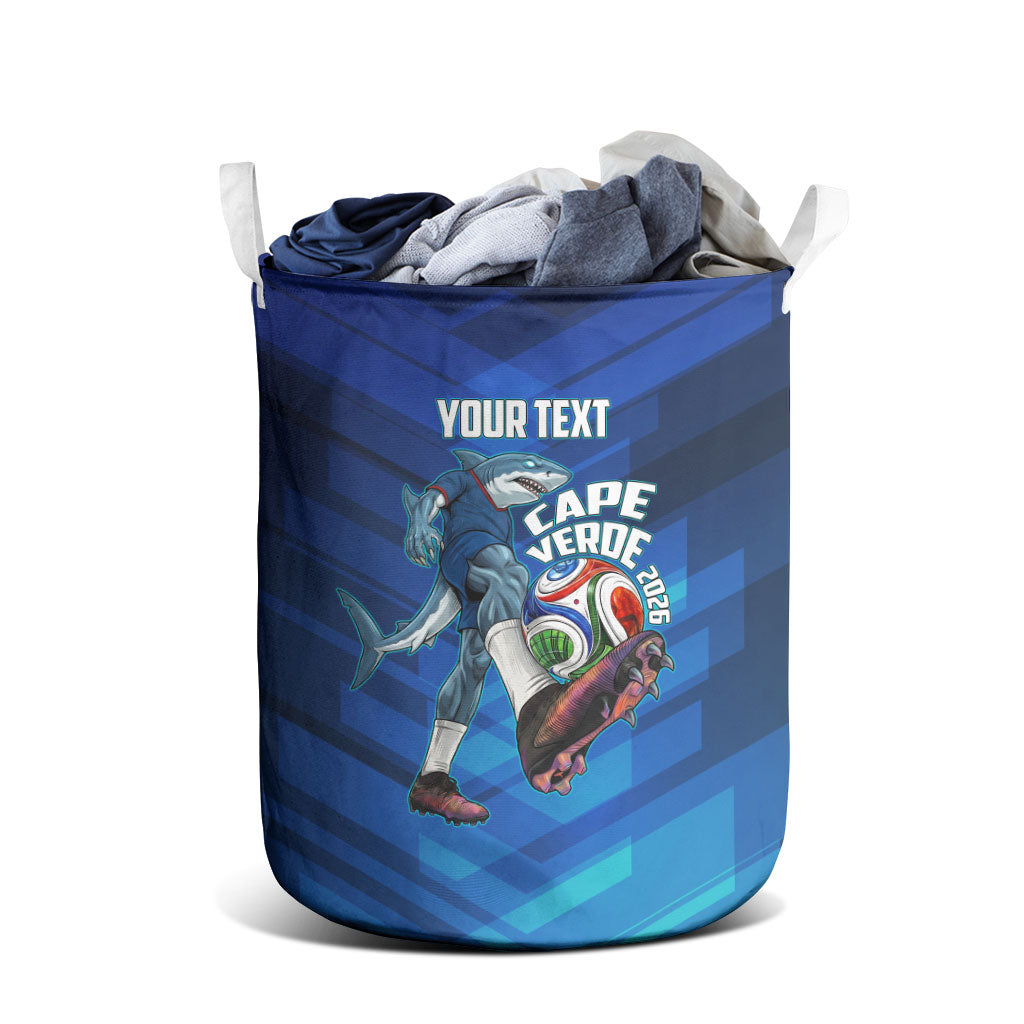 Personalized Cape Verde Football Laundry Basket Blue Shark Mascot Cabo Verdean - Gradient Art