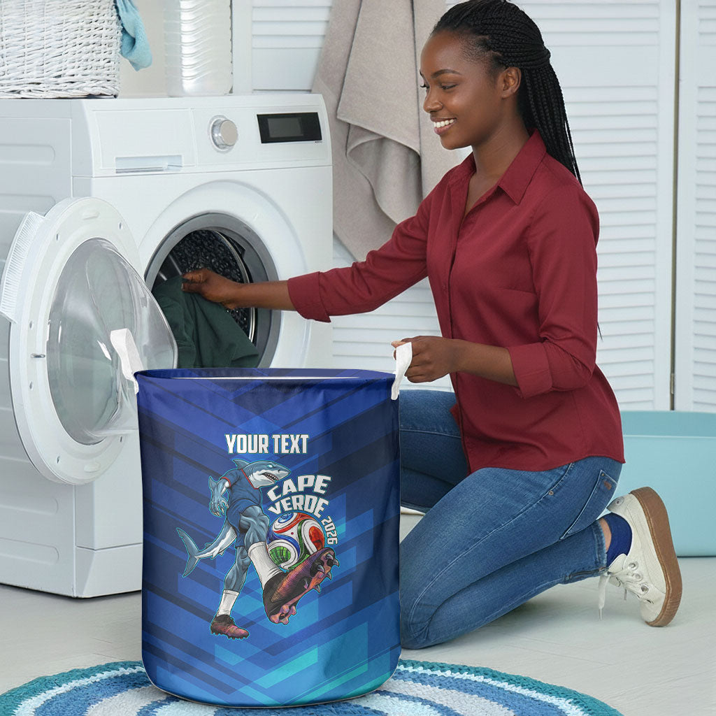 Personalized Cape Verde Football Laundry Basket Blue Shark Mascot Cabo Verdean - Gradient Art