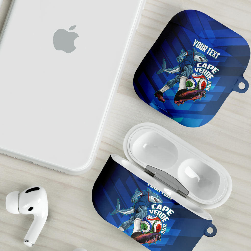 Personalized Cape Verde Football AirPods Case Blue Shark Mascot Cabo Verdean - Gradient Art