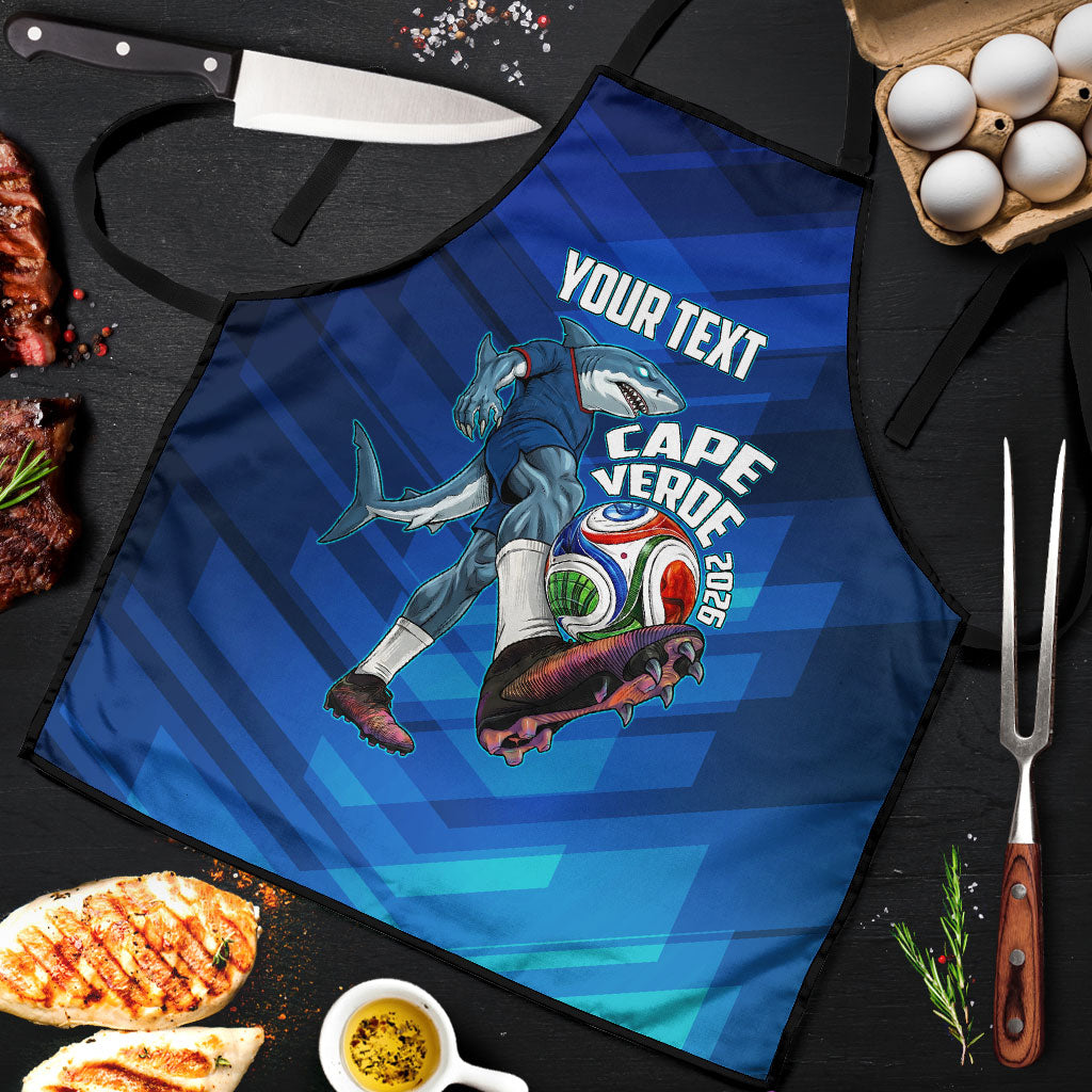 Personalized Cape Verde Football Apron Blue Shark Mascot Cabo Verdean - Gradient Art