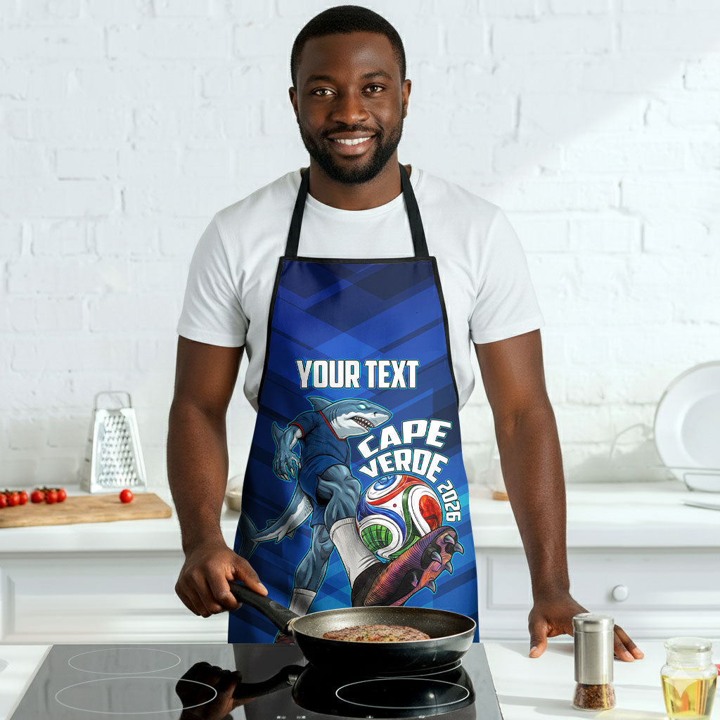 Personalized Cape Verde Football Apron Blue Shark Mascot Cabo Verdean - Gradient Art