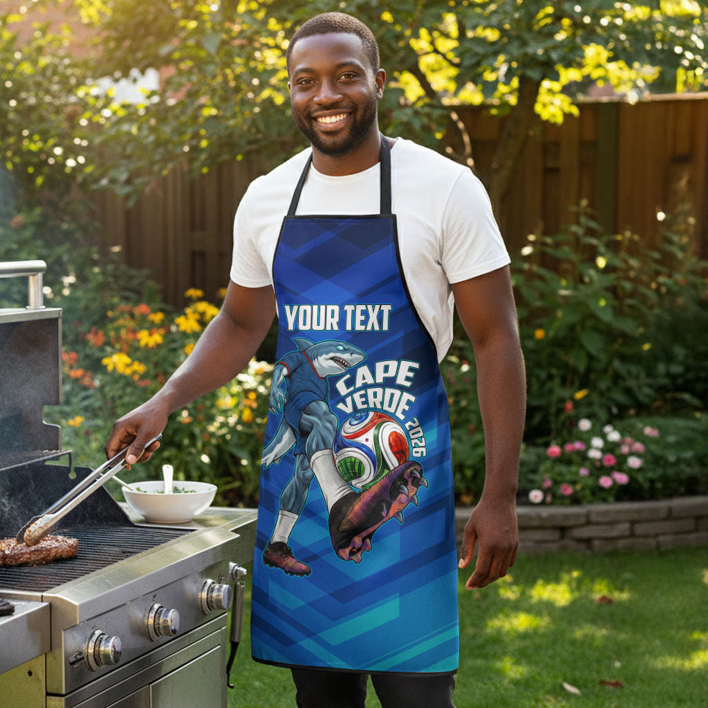 Personalized Cape Verde Football Apron Blue Shark Mascot Cabo Verdean - Gradient Art