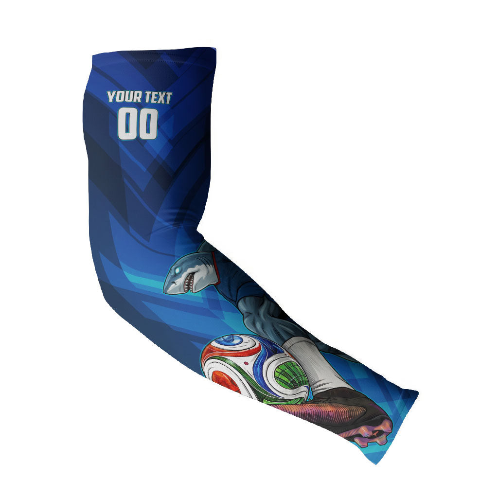 Personalized Cape Verde Football Arm Sleeves Blue Shark Mascot Cabo Verdean - Gradient Art