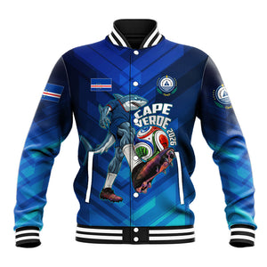 Personalized Cape Verde Football Baseball Jacket Blue Shark Mascot Cabo Verdean - Gradient Art
