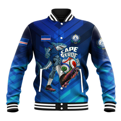 Personalized Cape Verde Football Baseball Jacket Blue Shark Mascot Cabo Verdean - Gradient Art