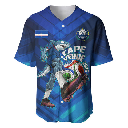 Personalized Cape Verde Football Baseball Jersey Blue Shark Mascot Cabo Verdean - Gradient Art