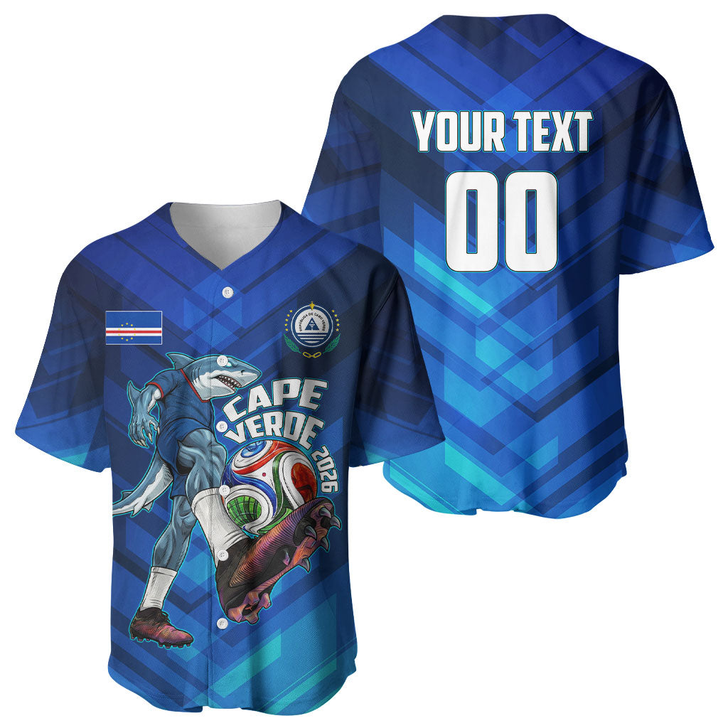Personalized Cape Verde Football Baseball Jersey Blue Shark Mascot Cabo Verdean - Gradient Art