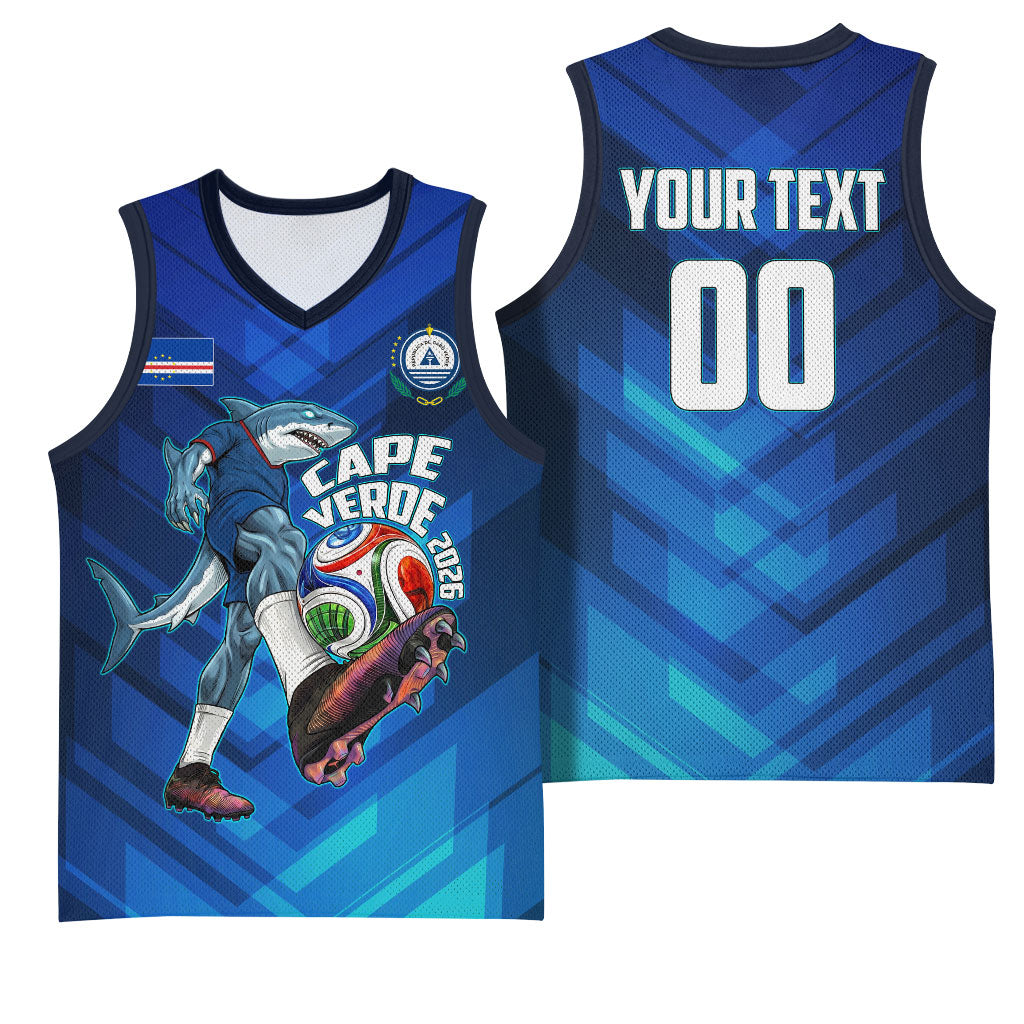 Personalized Cape Verde Football Basketball Jersey Blue Shark Mascot Cabo Verdean - Gradient Art