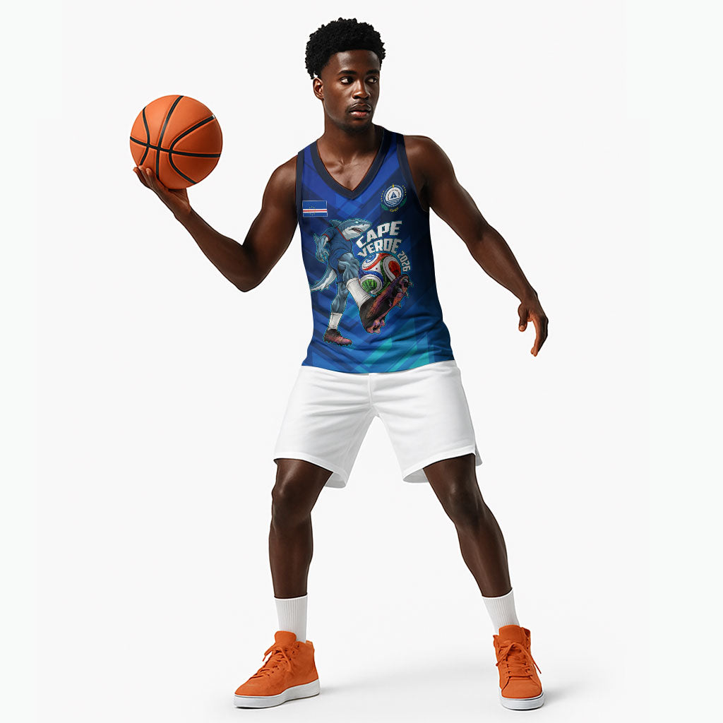 Personalized Cape Verde Football Basketball Jersey Blue Shark Mascot Cabo Verdean - Gradient Art
