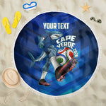 Personalized Cape Verde Football Beach Blanket Blue Shark Mascot Cabo Verdean - Gradient Art