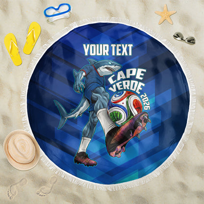 Personalized Cape Verde Football Beach Blanket Blue Shark Mascot Cabo Verdean - Gradient Art