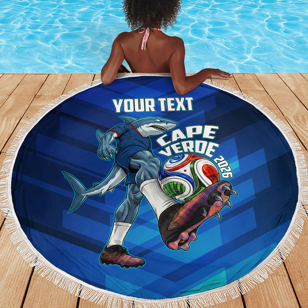 Personalized Cape Verde Football Beach Blanket Blue Shark Mascot Cabo Verdean - Gradient Art