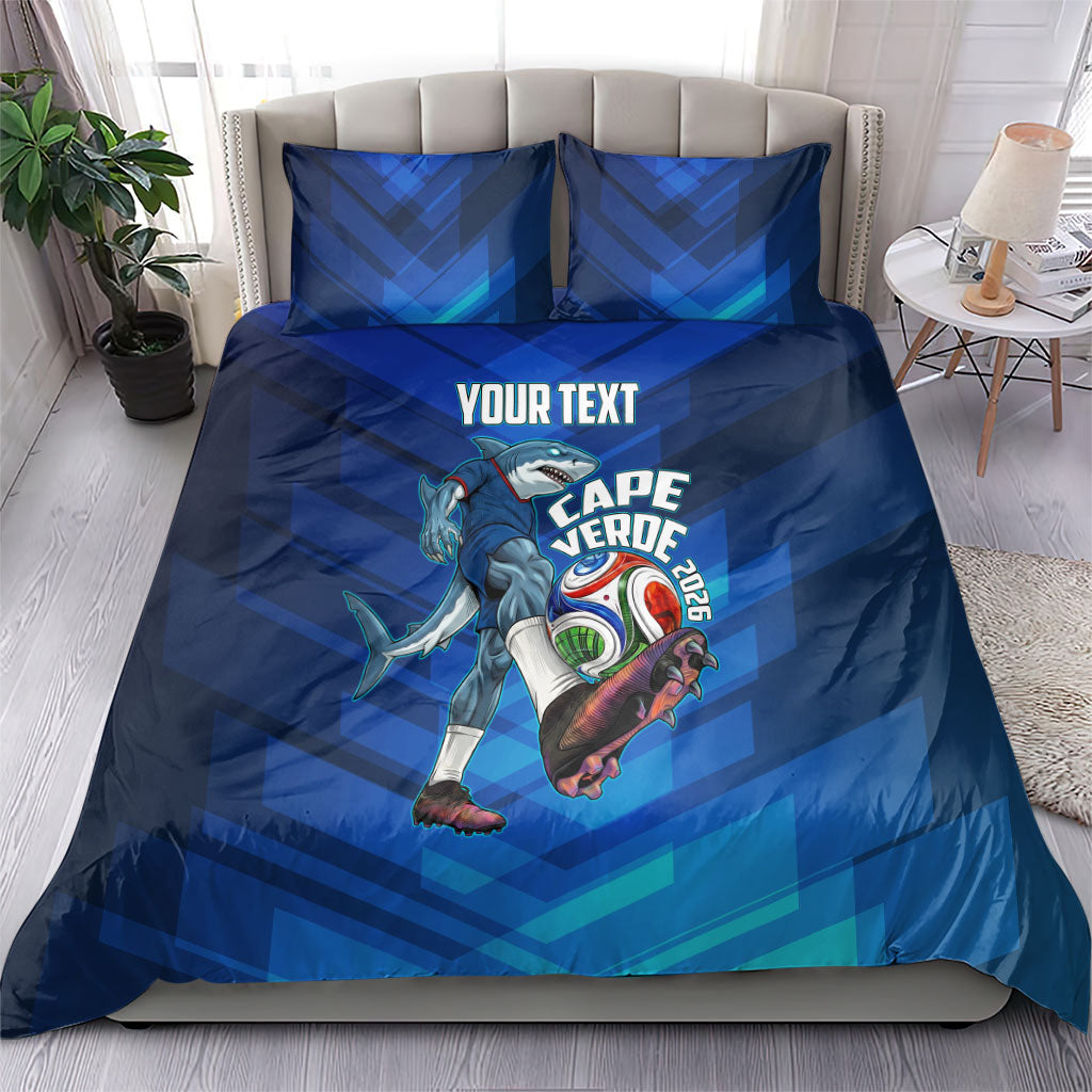 Personalized Cape Verde Football Bedding Set Blue Shark Mascot Cabo Verdean - Gradient Art