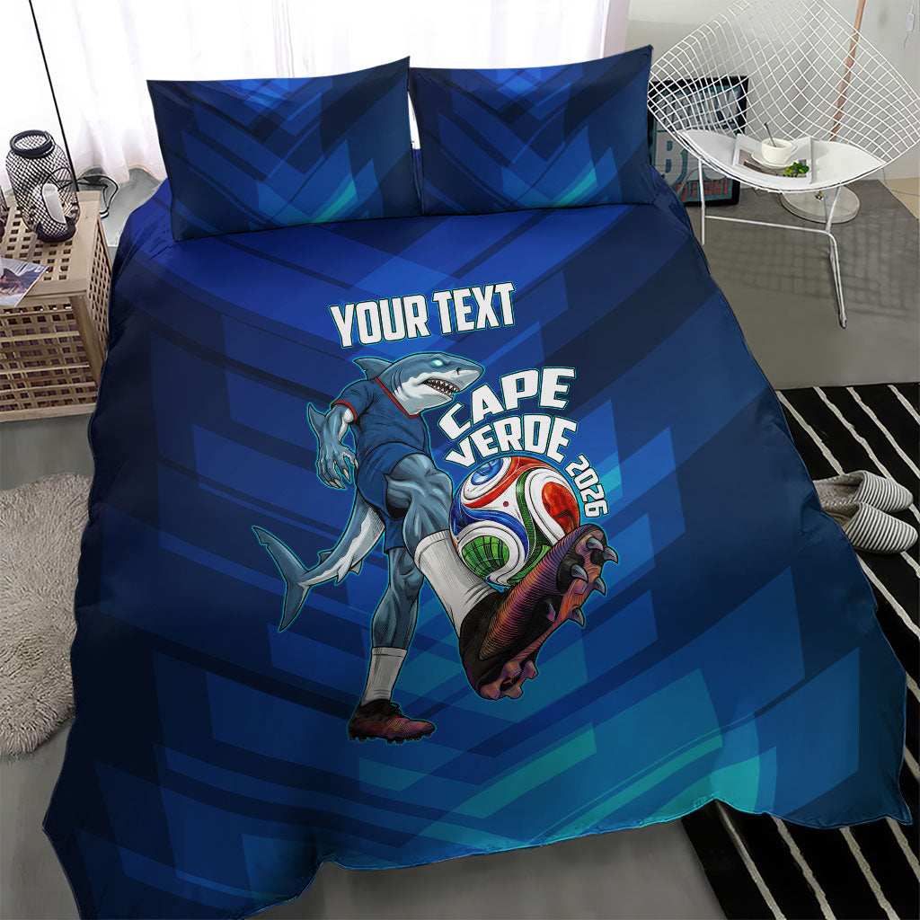 Personalized Cape Verde Football Bedding Set Blue Shark Mascot Cabo Verdean - Gradient Art